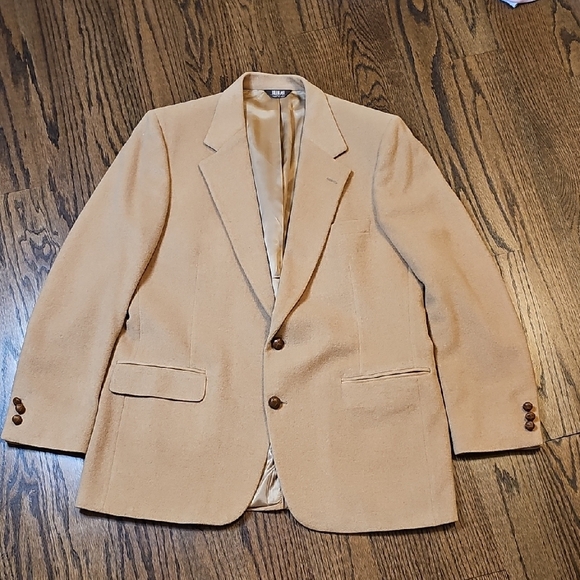Vintage Bill Blass Camel Hair Classic Tan Men's Blazer Made In The USA - Picture 1 of 17